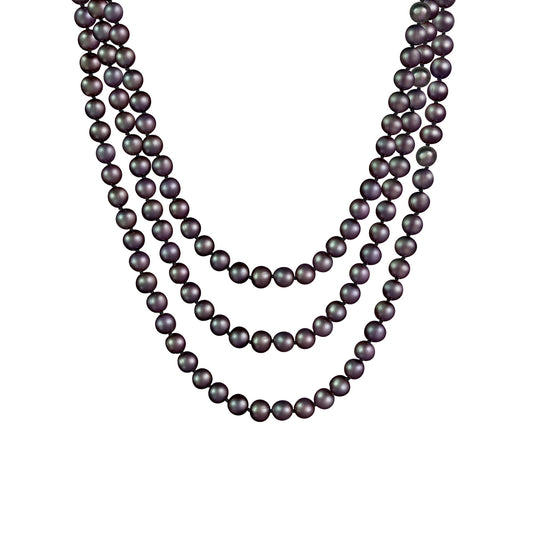 title:Splendid Pearls Endless 80" Pearl Necklace;color:Black