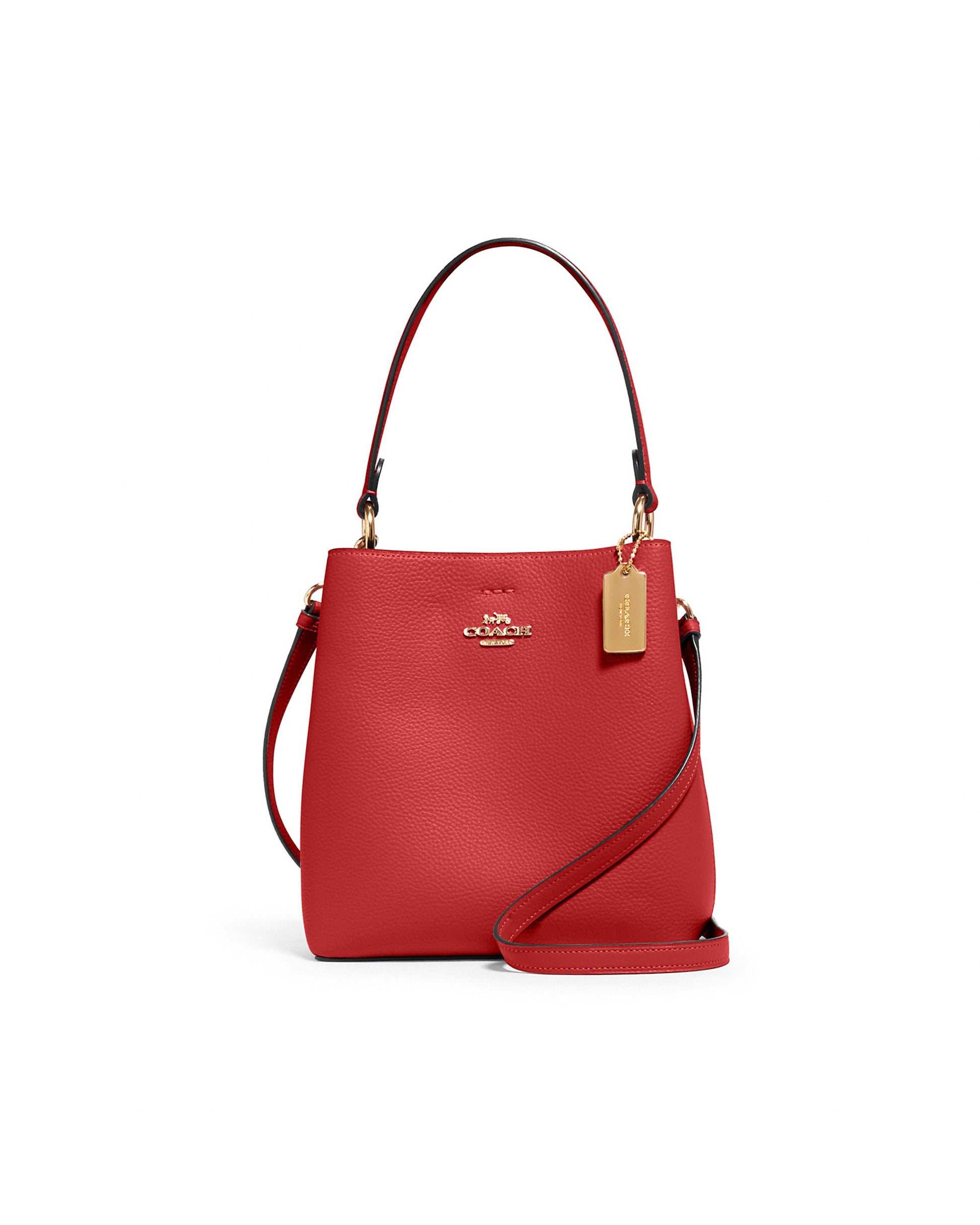 title:Coach Women's Red & Oxblood Small Town Bucket Bag;color:Red / Oxblood