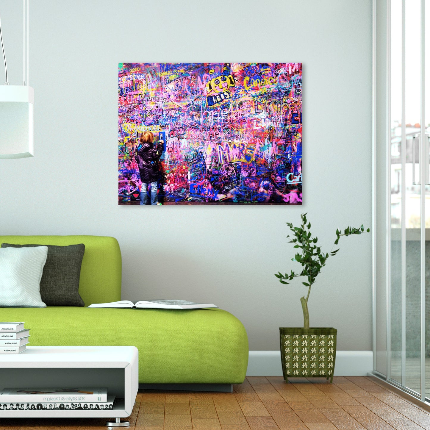 Young Graffiti Artist Fine Art Stretched Canvas