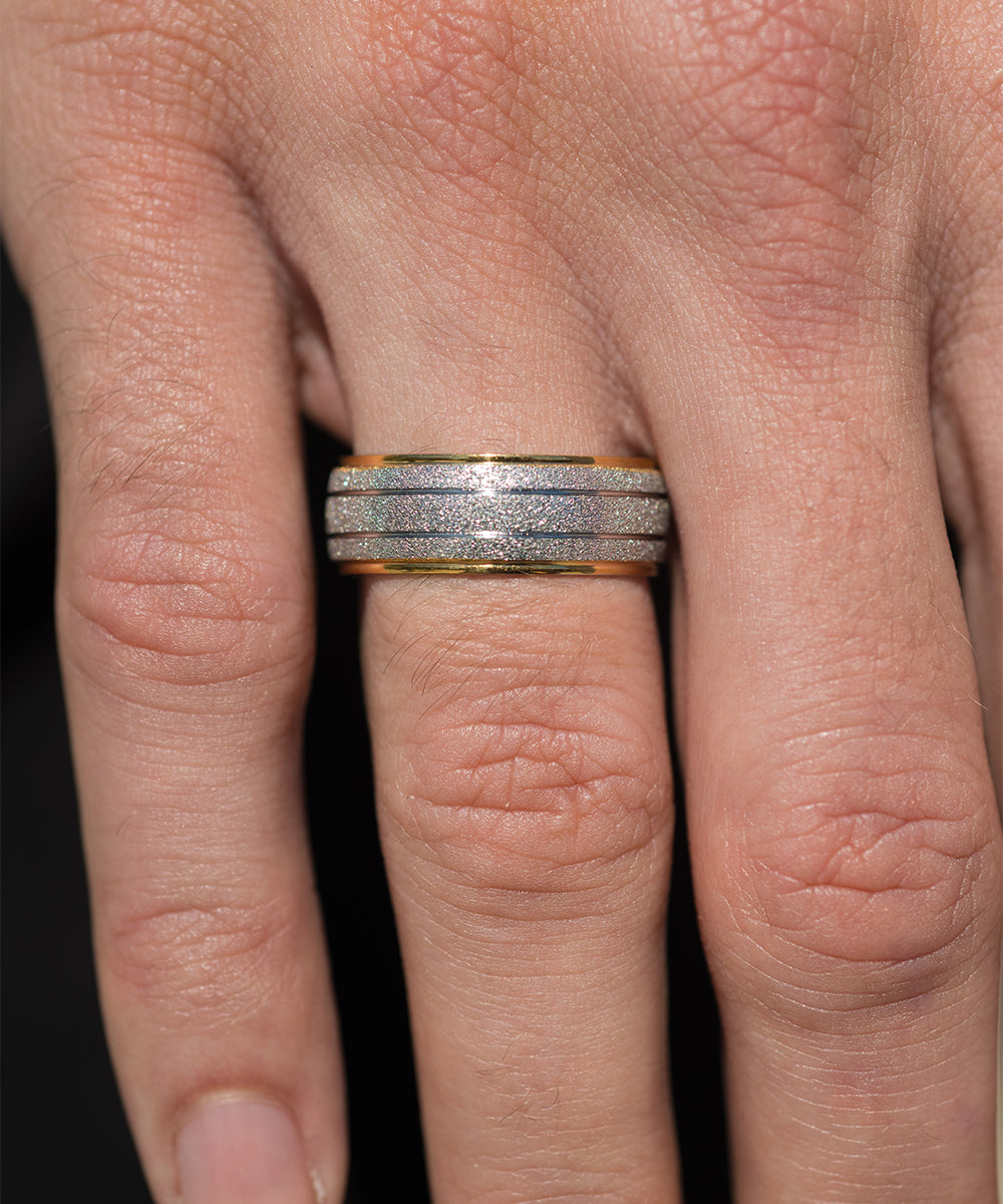 Gold Rimmed Diamond Dust Band Ring