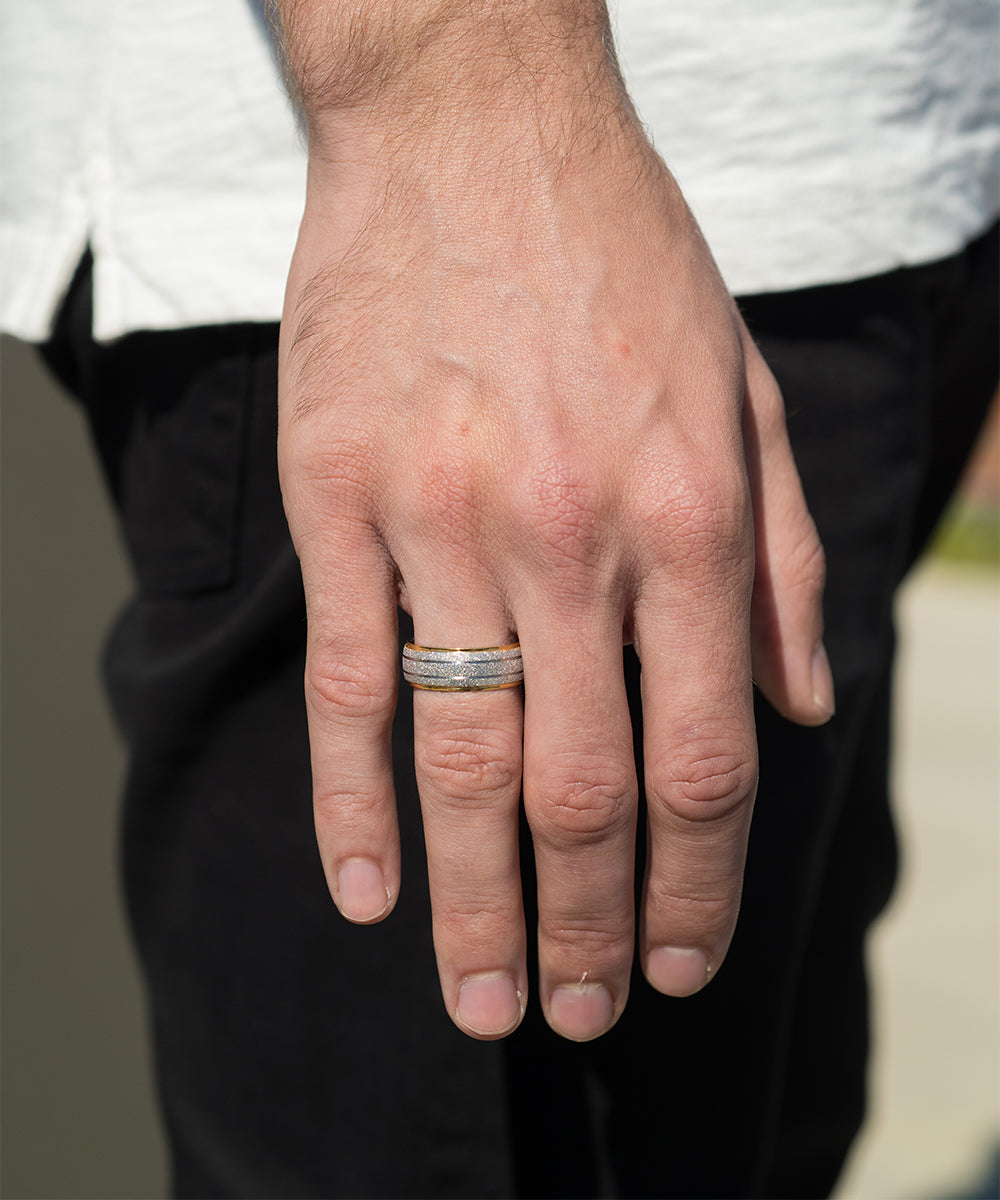 Gold Rimmed Diamond Dust Band Ring