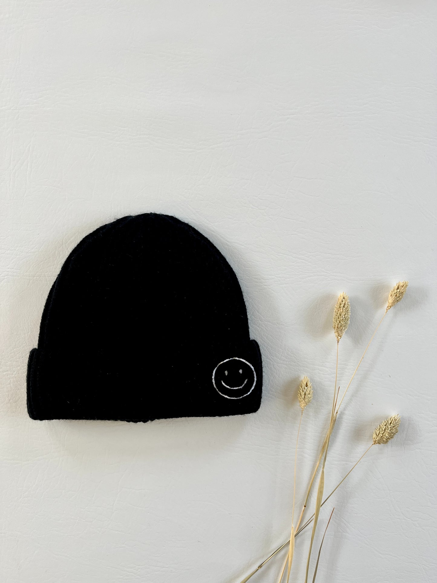 Toddler Beanie - Happy Face Black