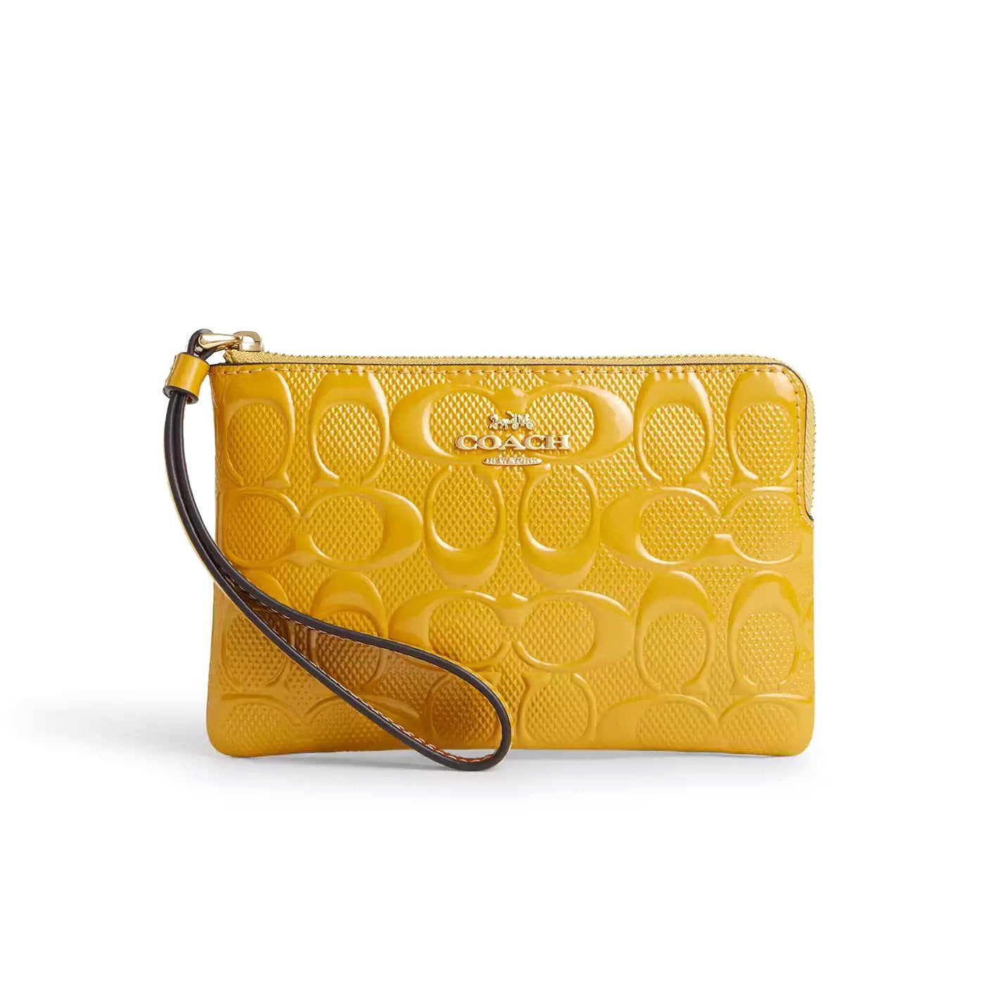 title:Coach Women's Corner Zip In Signature Leather;color:Yellow