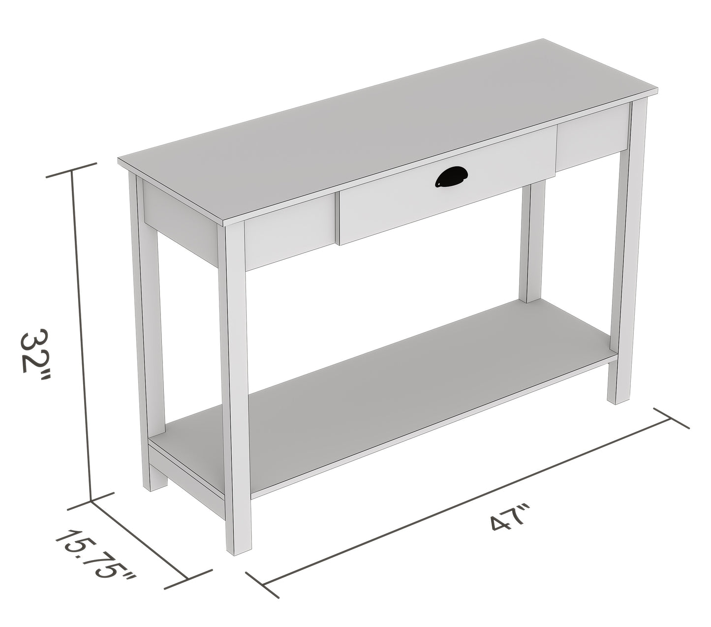 Safdie & Co. Console Table 47" Dark Taupe 1 Drawer Black Metal Handle, Entryway or Sofa Table for Living Room