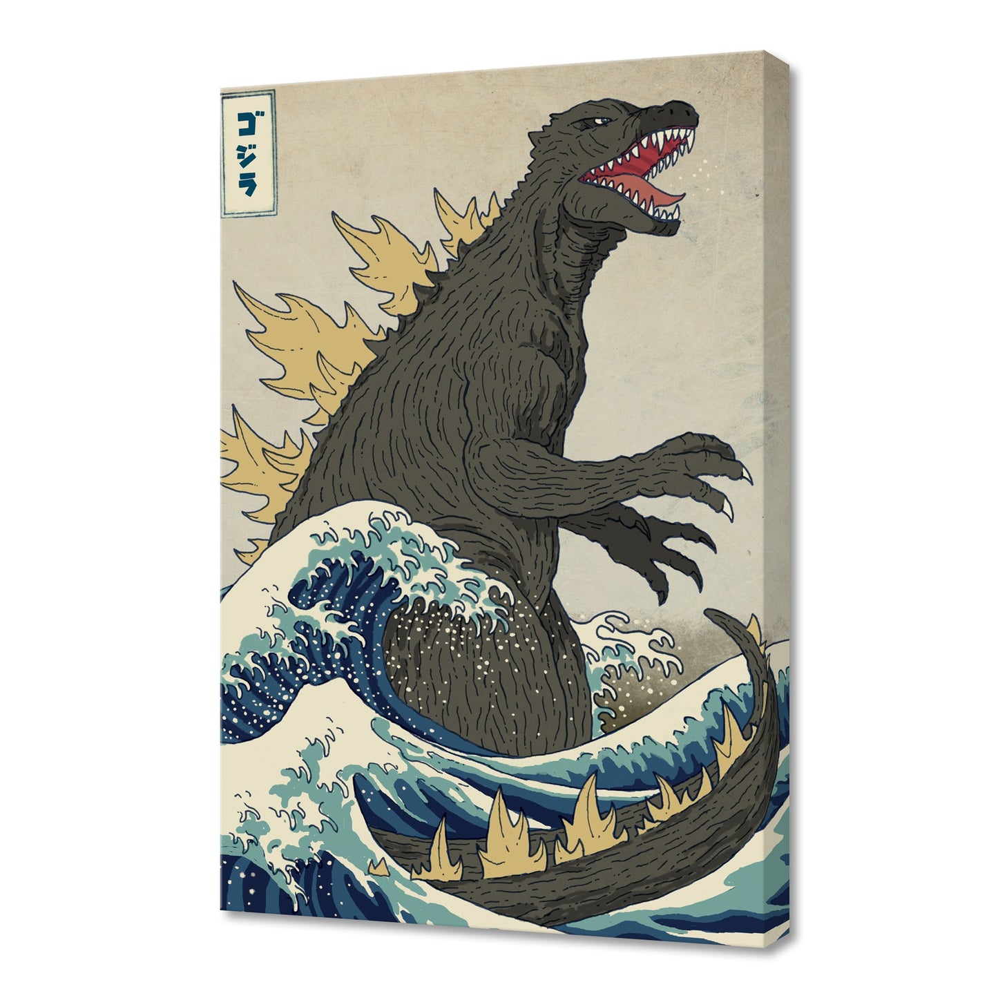 The Great Godzilla Off Kanagawa Fine Art Stretched Canvas