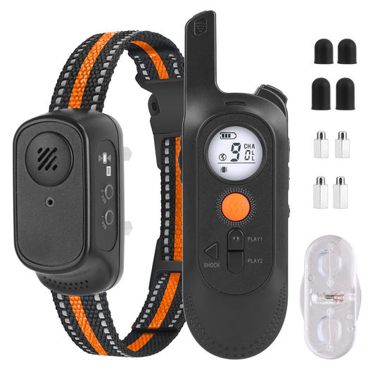 title:Fresh Fab Finds 984FT Dog Training Collar IP65 Waterproof Pet Beep Vibration Electric Shock Collar 3 Channels Rechargeable Transmitter Receiver Trainer with Recording;color:Black