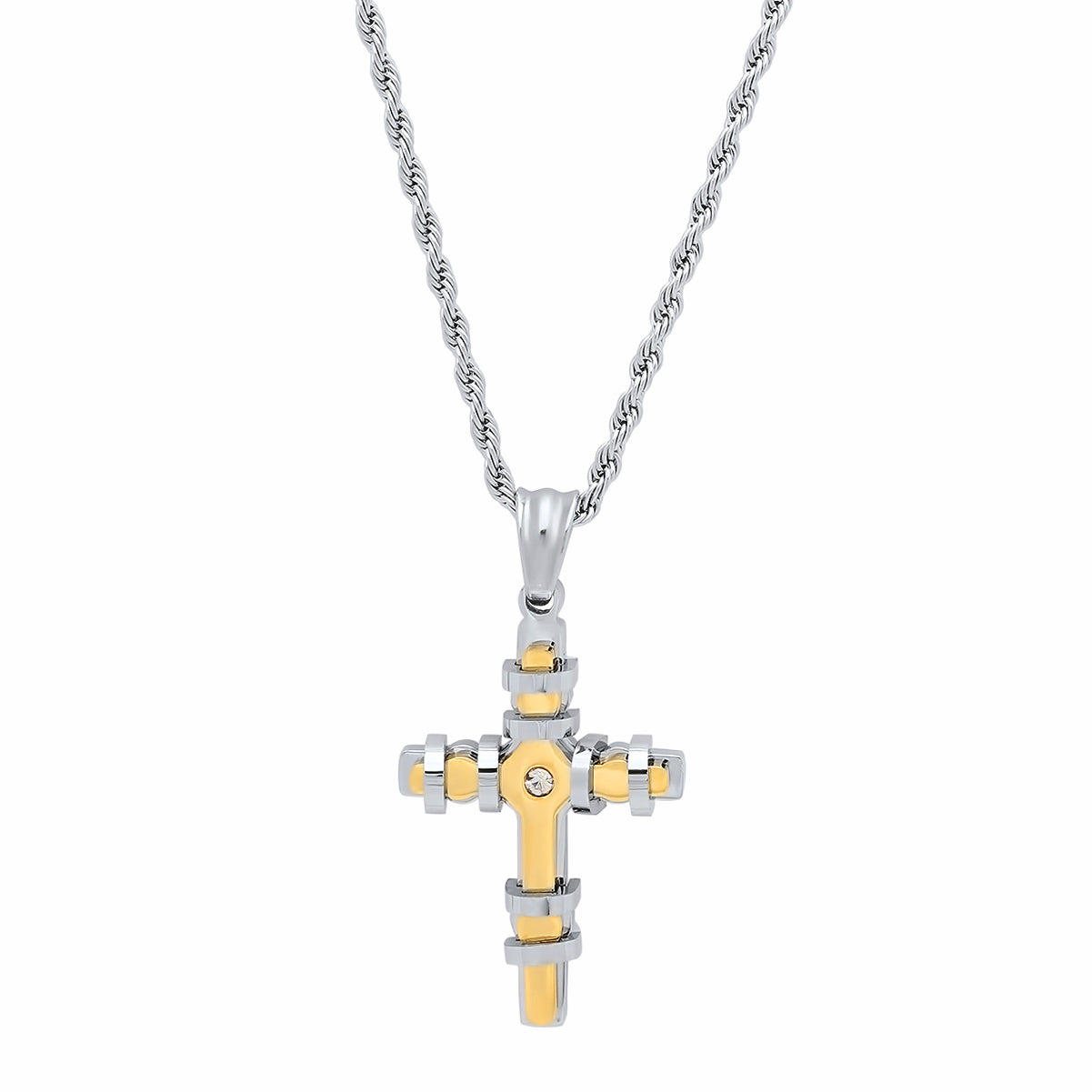 Encased Cross Pendant Necklace