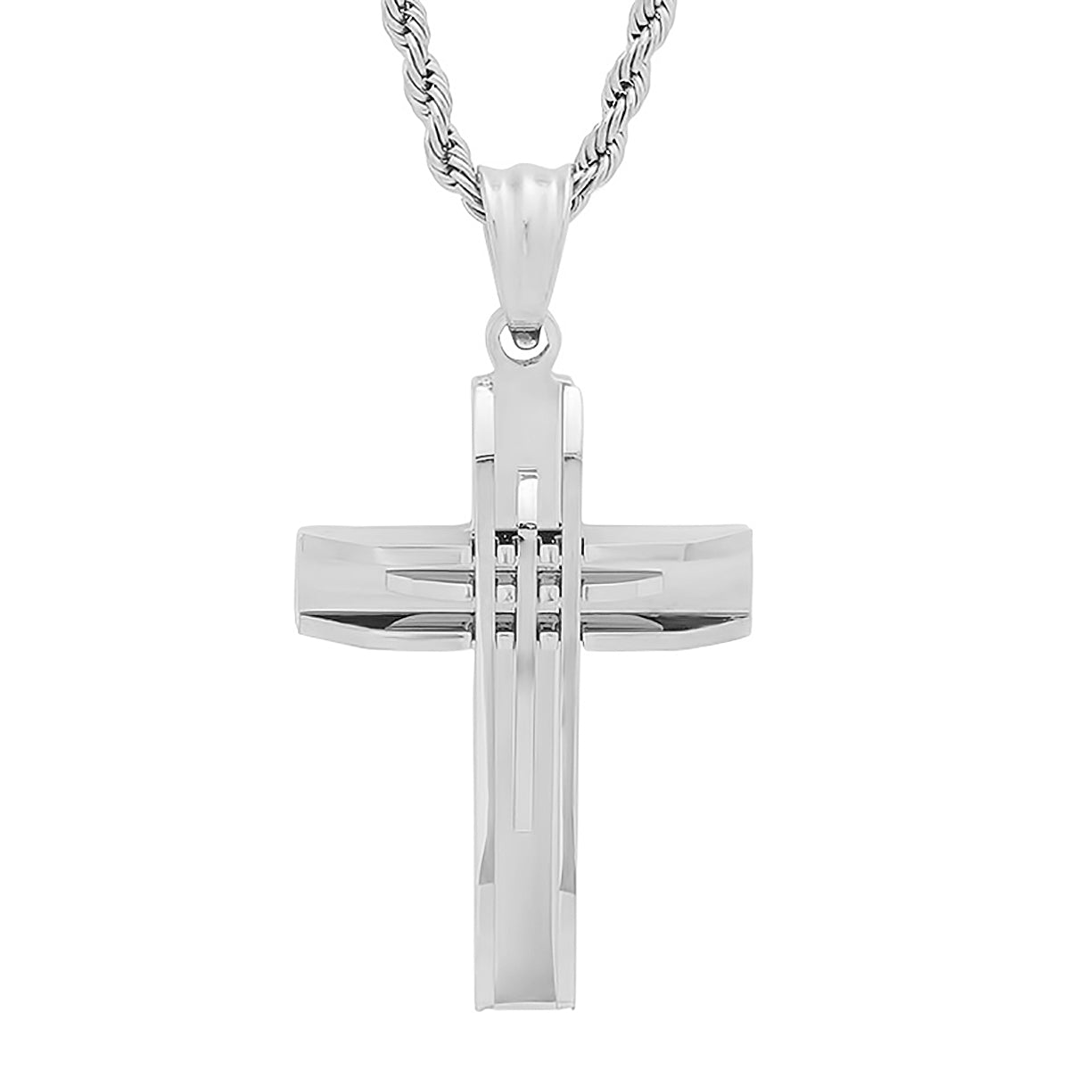 Accent Cut Cross Pendant Necklace - Ruumur