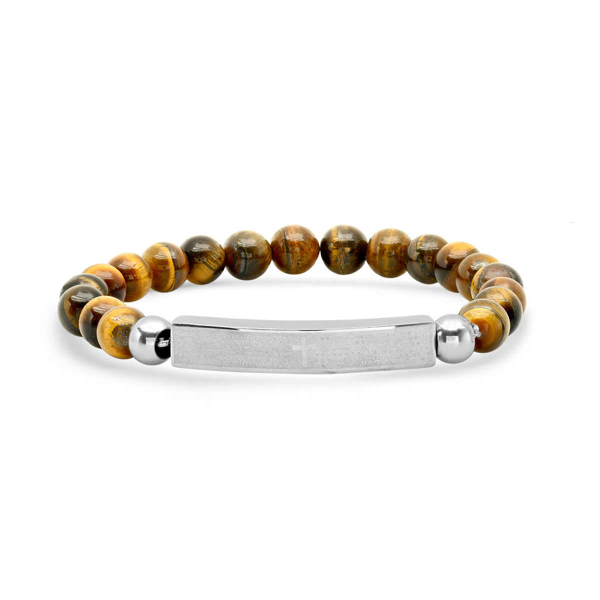 Lord's Prayer Tiger Eye ID Stretch Bracelet