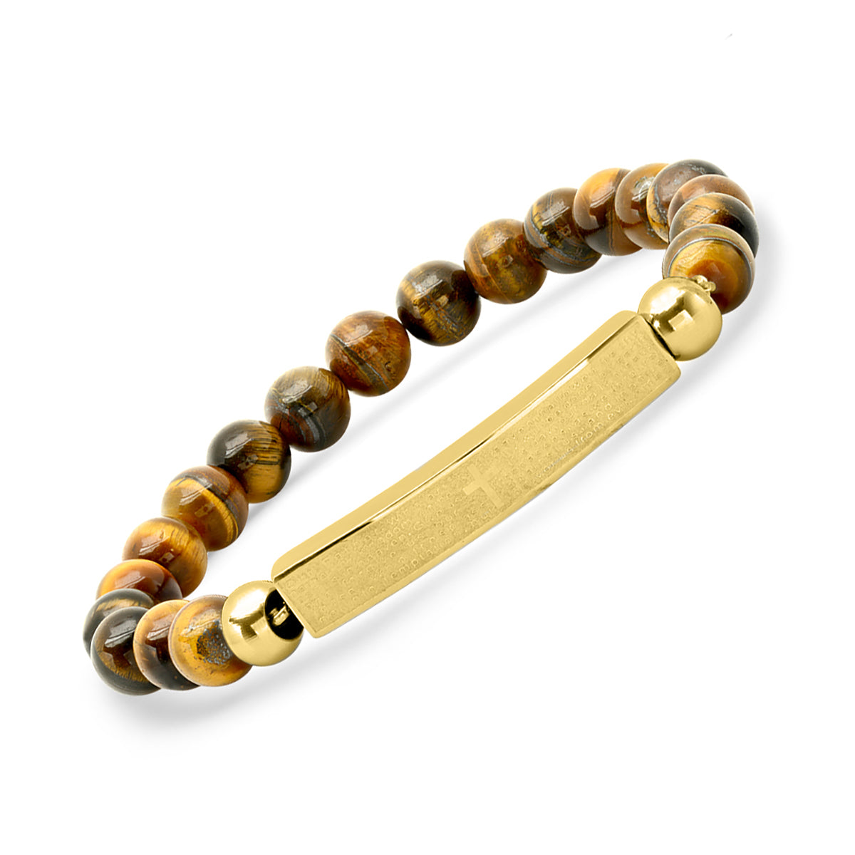 Lord's Prayer Tiger Eye ID Stretch Bracelet