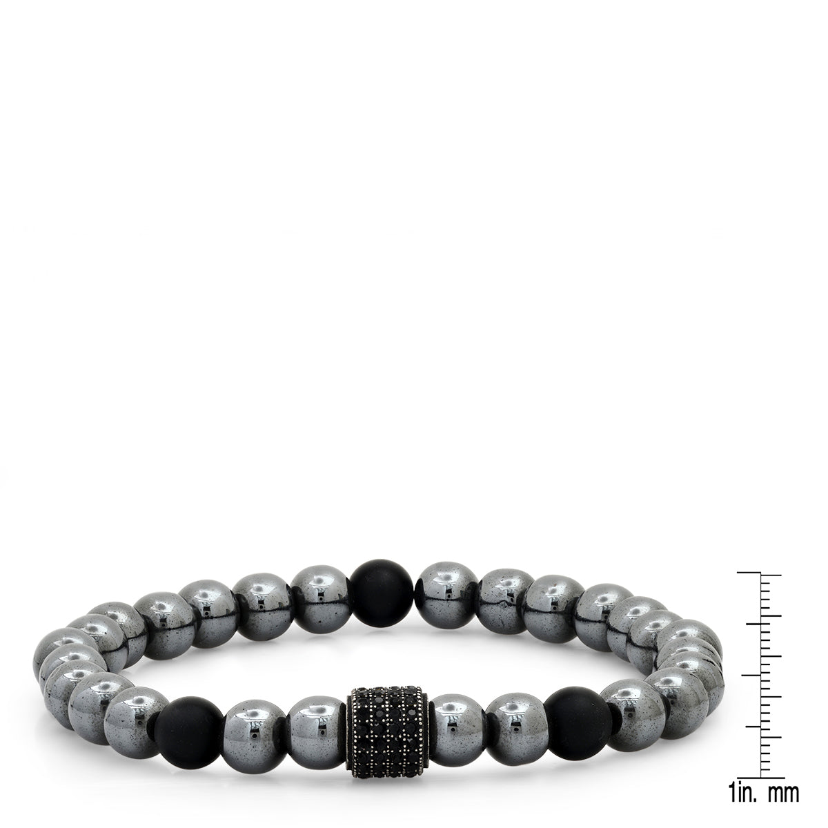 Black Crystal Hematite & Lava Beaded Bracelet