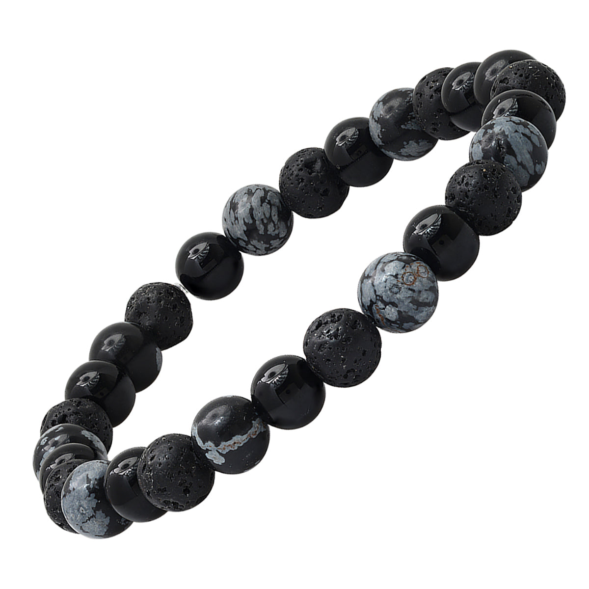 Lava & Agate Monochrome Stretch Bracelet