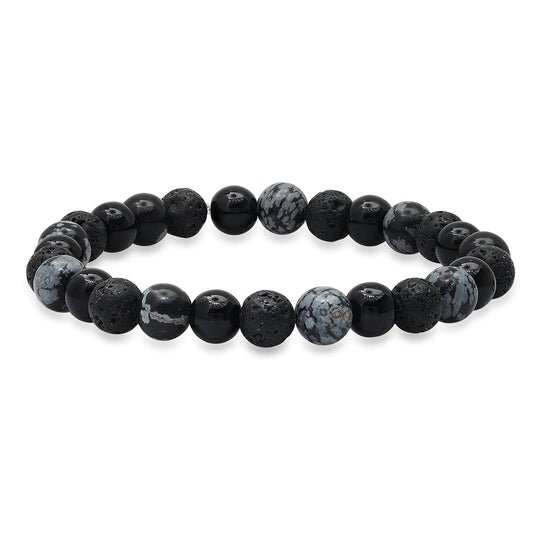 Lava & Agate Monochrome Stretch Bracelet