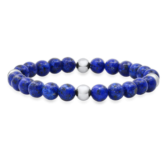 SteelTime Lapis Beaded Stretch Bracelet