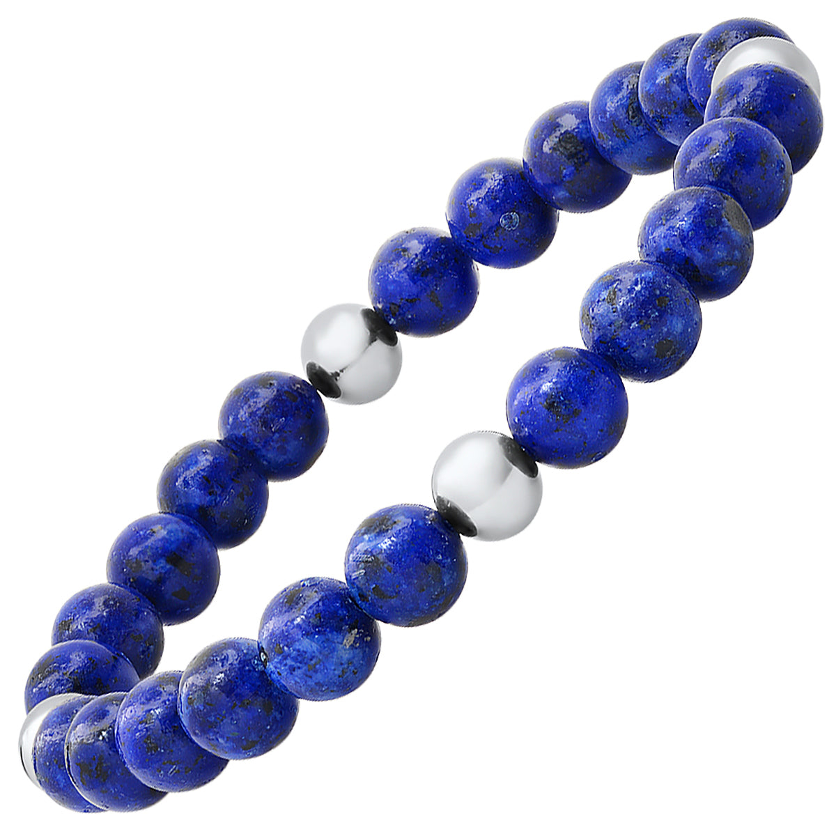 SteelTime Lapis Beaded Stretch Bracelet