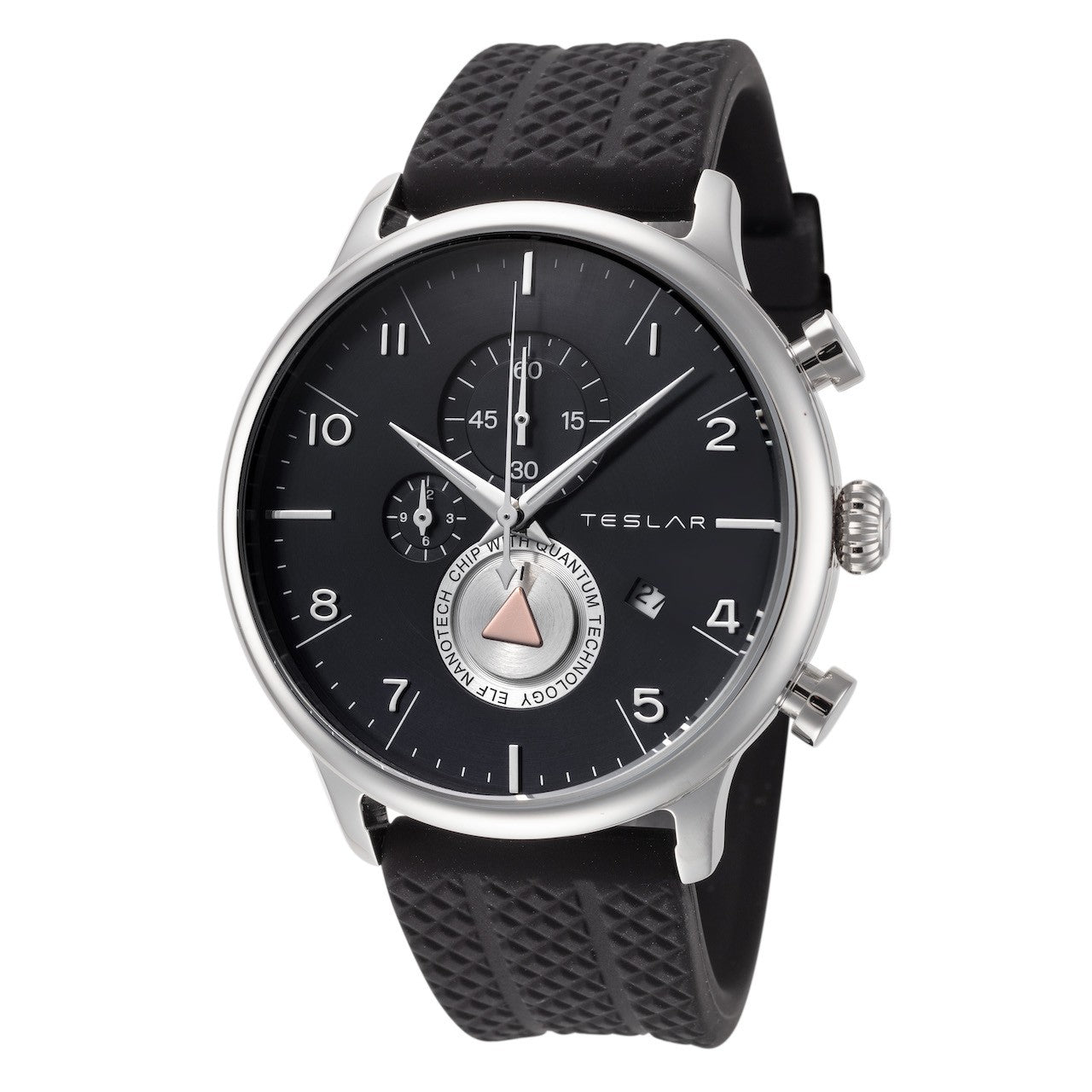 title:Teslar Men's TW-023 Re-Balance T-8 44mm Quartz Chronograph Watch;color:Black