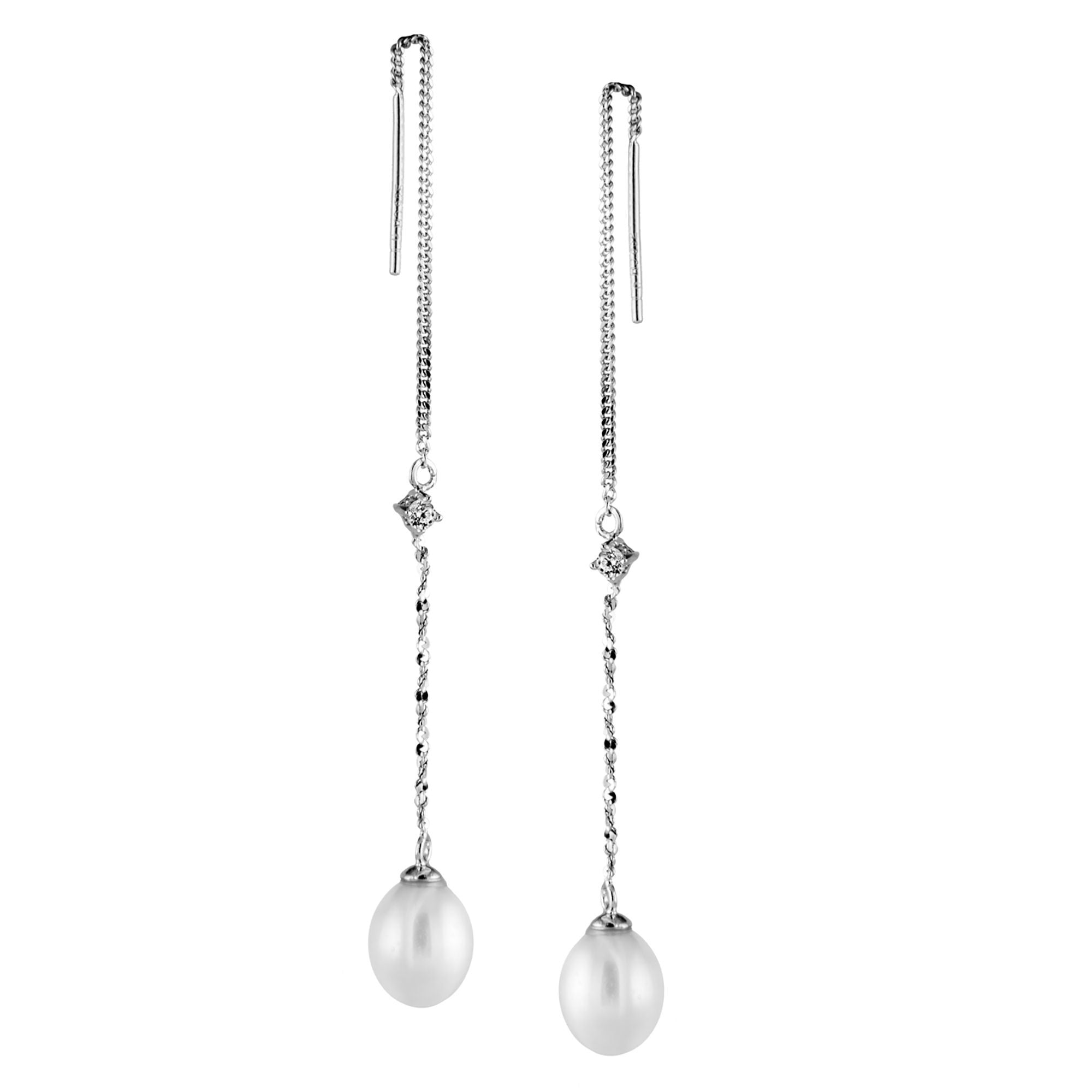 title:Splendid Pearls Sterling Silver Pearl Earrings ESR-426;color:White