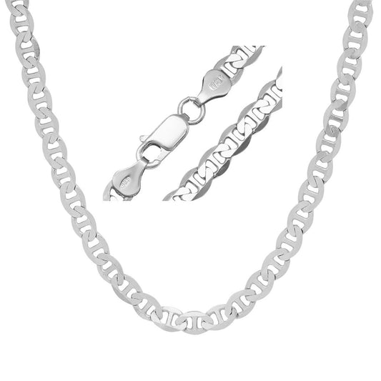 Mens Thick/Heavy Italian Sterling Silver 5.5mm Gucci Mariner Chain Necklace - Ruumur