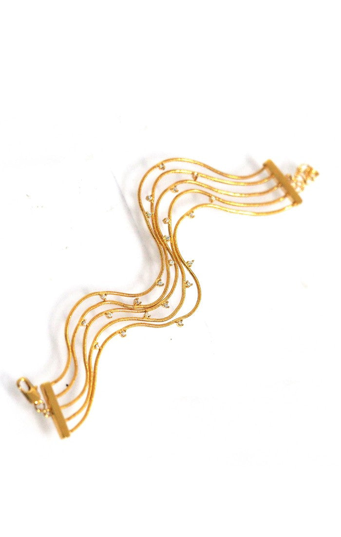 title:Five Strand Snake Chain and CZ Bracelet;color:Gold