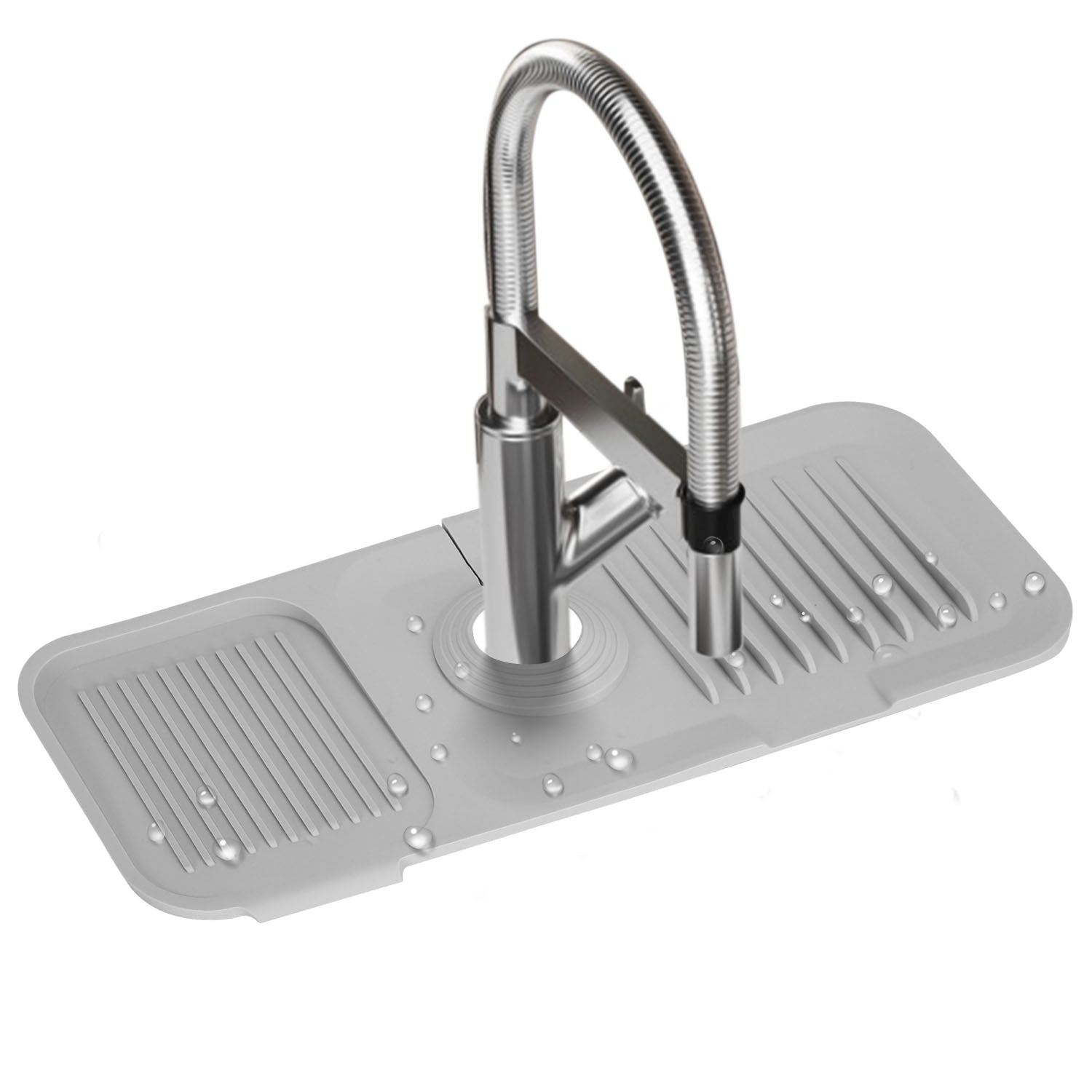 title:Faucet Splash Mat 14.56x5.51in Silicone Sink Drying Mat Water Drip Catching Tray Water Drainage Pad Sponge Soap Holder for Kitchen Bathroom Sink Fauce;color:Gray