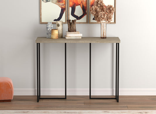 Safdie & Co. Console Table 39" Dark Taupe Black Metal, Entryway or Sofa Table for Living Room