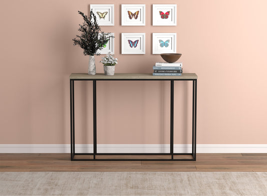 Safdie & Co. Console Table 47" Dark Taupe Black Metal, Entryway or Sofa Table for Living Room