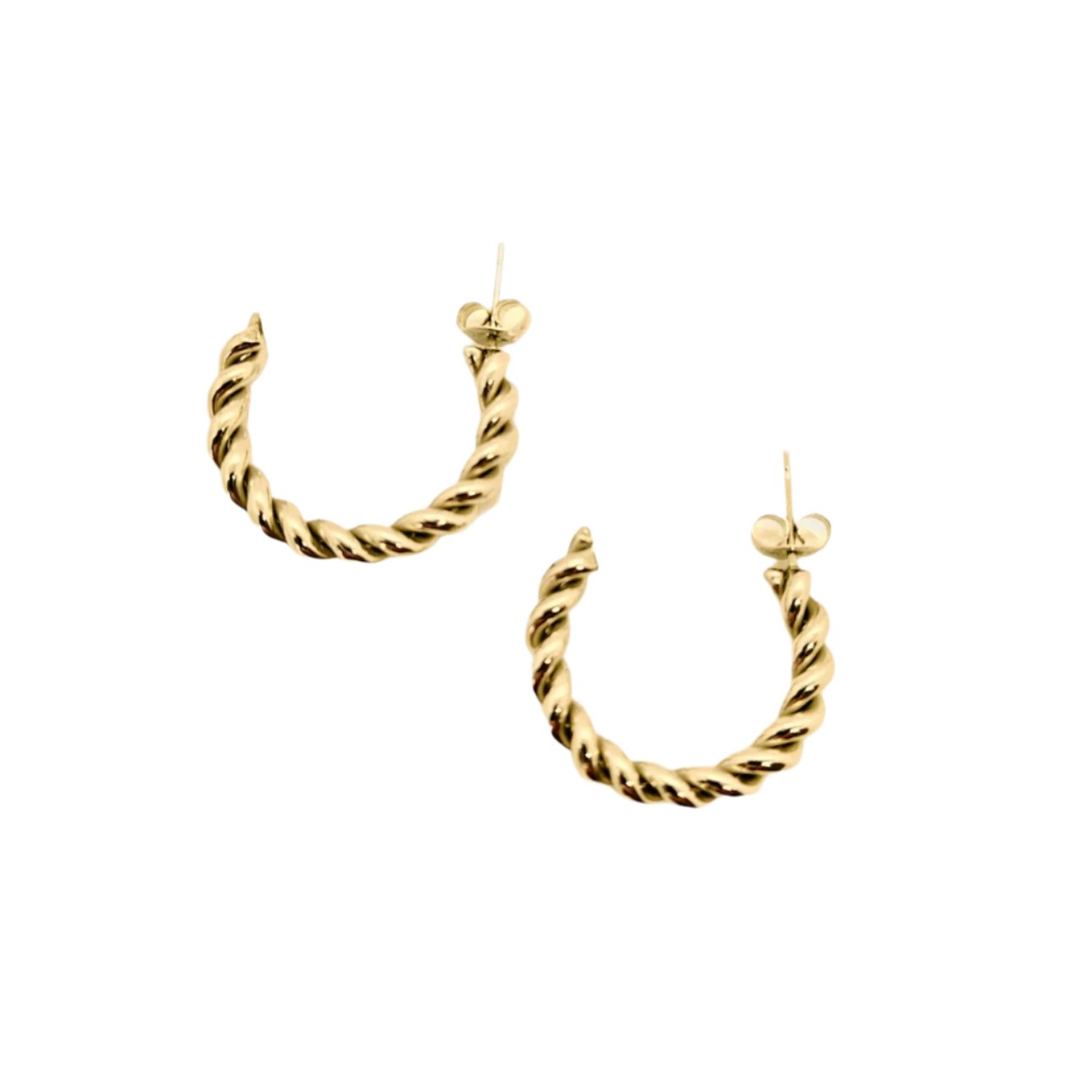 title:Classic Cable hoop Earrings;color:Gold