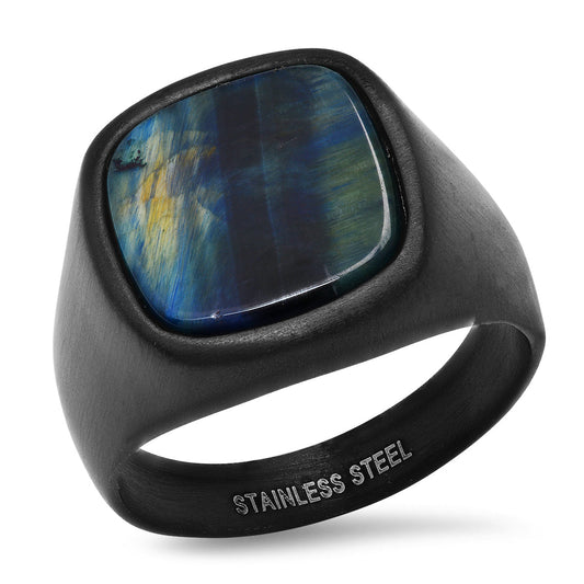 Blue Tiger Eye Statement Ring - Ruumur