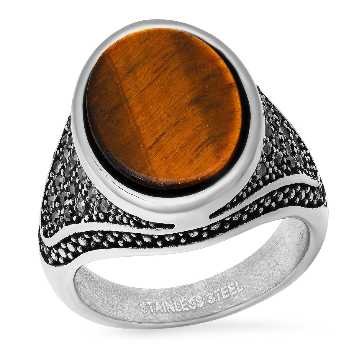 SteelTime King Royale Oval Tiger Eye Ring