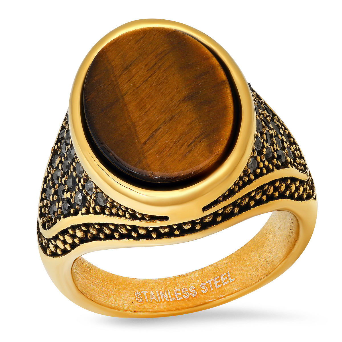 SteelTime King Royale Oval Tiger Eye Ring