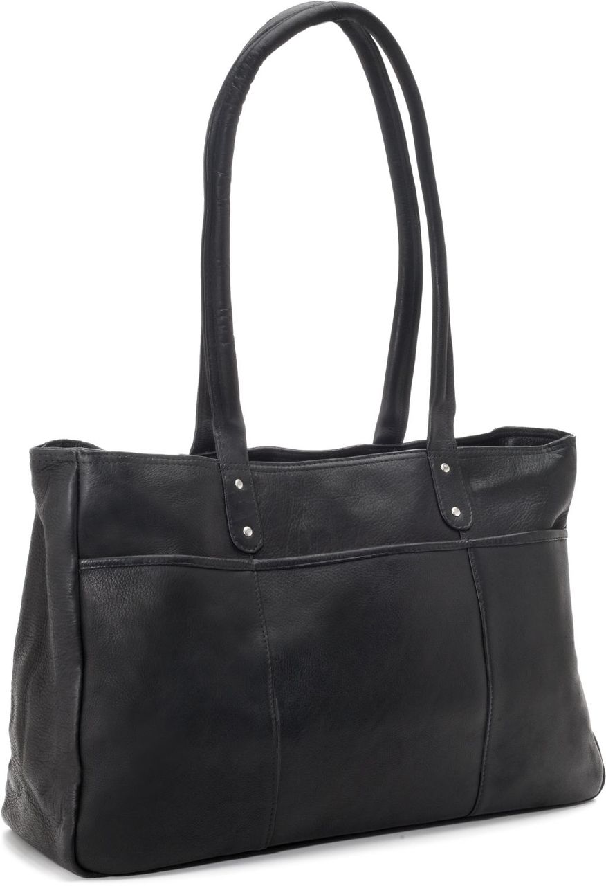 title:Le Donne Leather Traveler Tote;color:BLACK