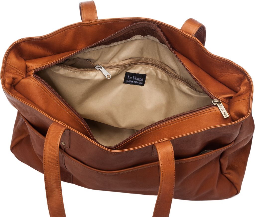 title:Le Donne Leather Traveler Tote;color:TAN