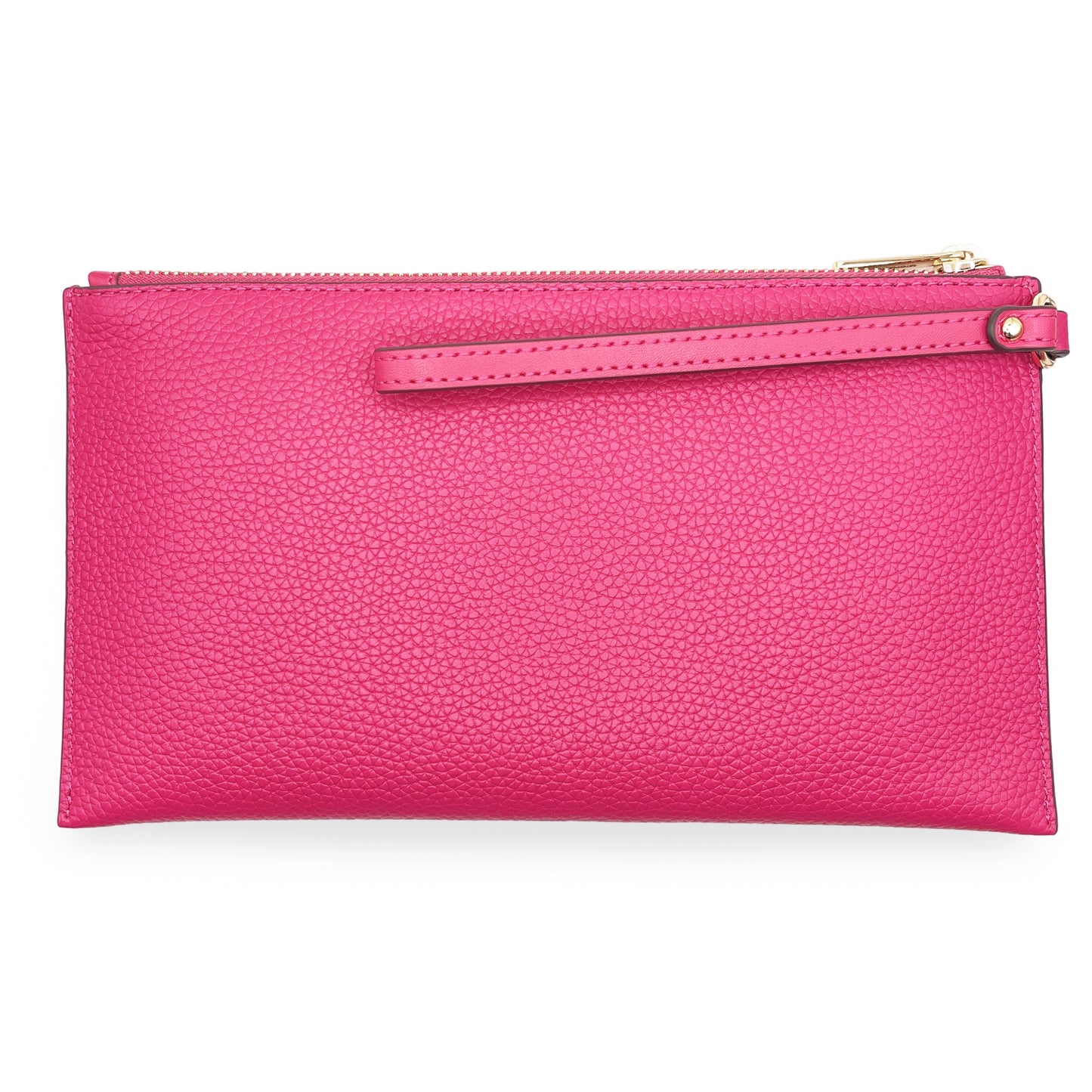 title:Michael Kors Women's Jet Set Travel Large Top Zip Pebbled Leather Wristlet Pouch;color:Electric Pink