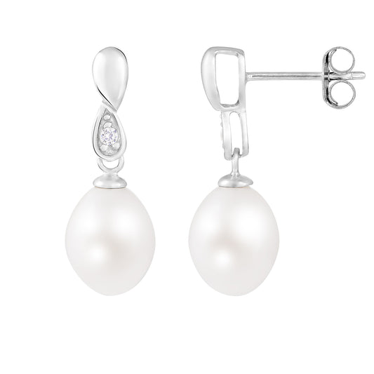 title:Splendid Pearls Sterling Silver Pearl Earrings ESR-413;color:White