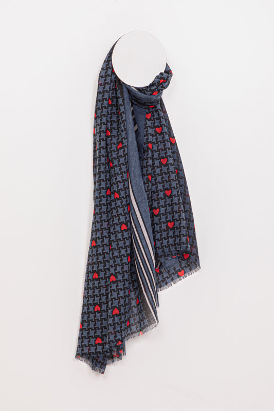 di firenze Heart Print Lightweight Scarf