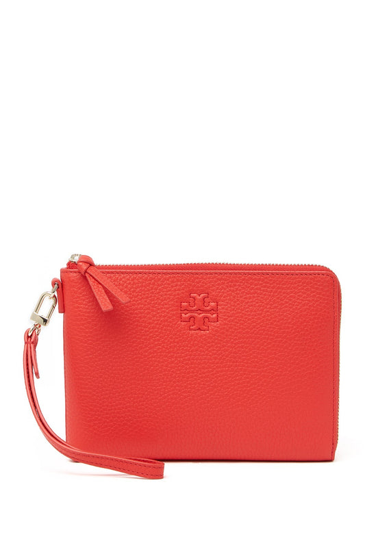 title:Tory Burch Brilliant Red Thea Large Zip Pouch;color:Brilliant Red