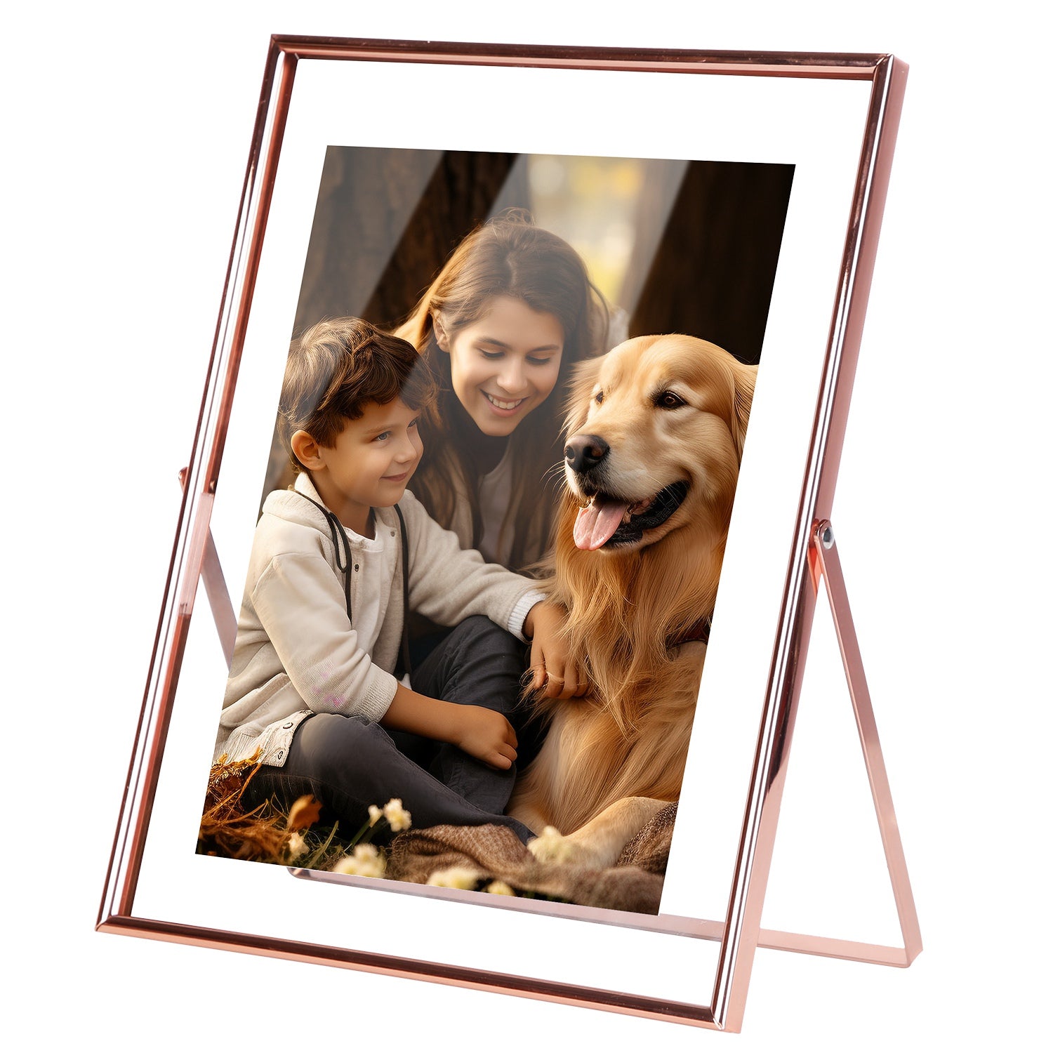 title:Fresh Fab Finds 2Pcs Standing Rose Gold Metal Picture Frames 5x7IN 8x10IN Vertical Tabletop Floating Photo Frame Double-Glazed Glass Pressed Flower Frame for Home Dec;color:not applicable