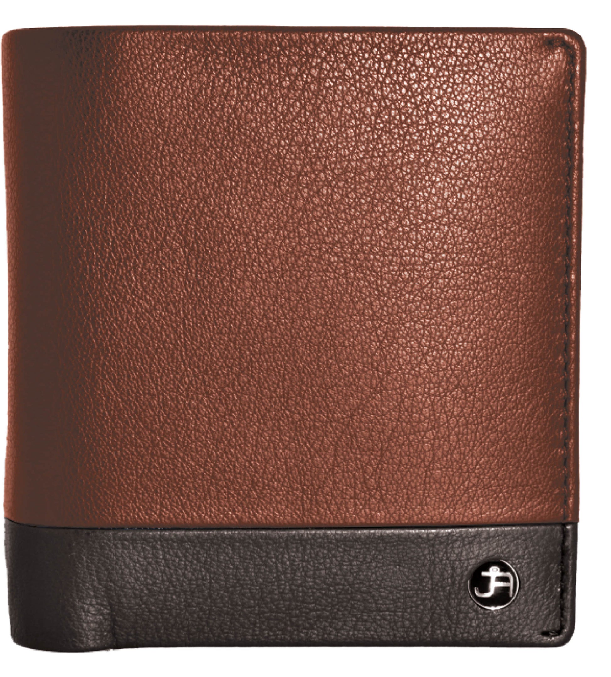 title:Jack Abrahams Bi-Fold RFID Wallet With ID Window Pocket;color:Cognac/Black