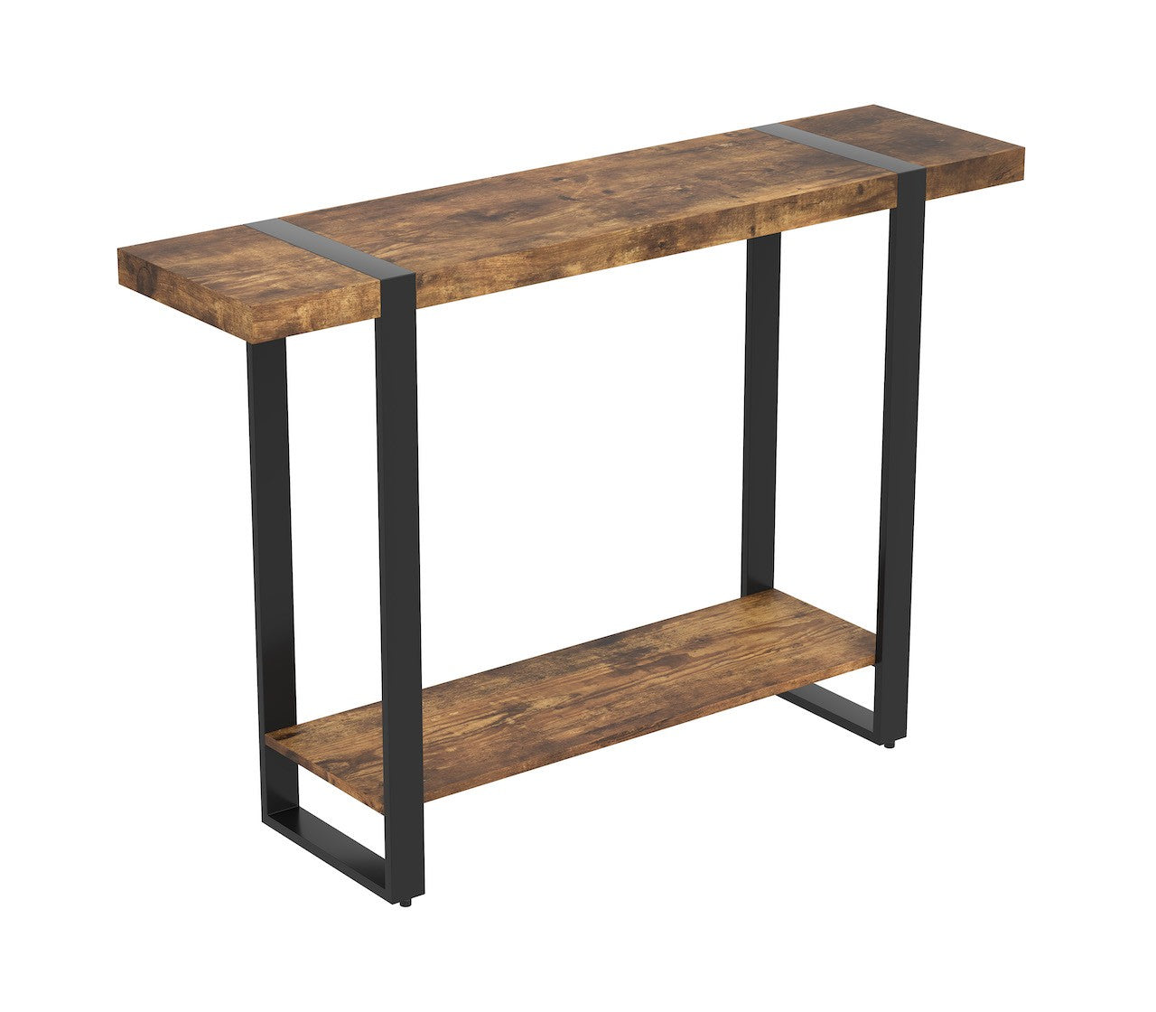 title:Safdie & Co. Console Table 47L Brown Reclaimed Wood 1 Shelf Black Metal;color:Brown