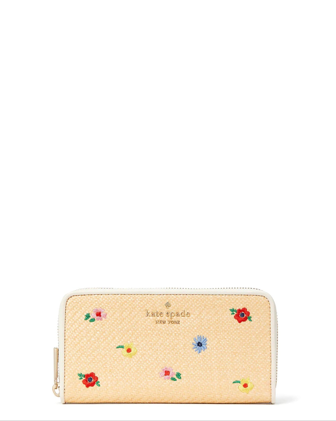 Kate Spade Staci Garden Bouquet Straw Large Continental Wallet