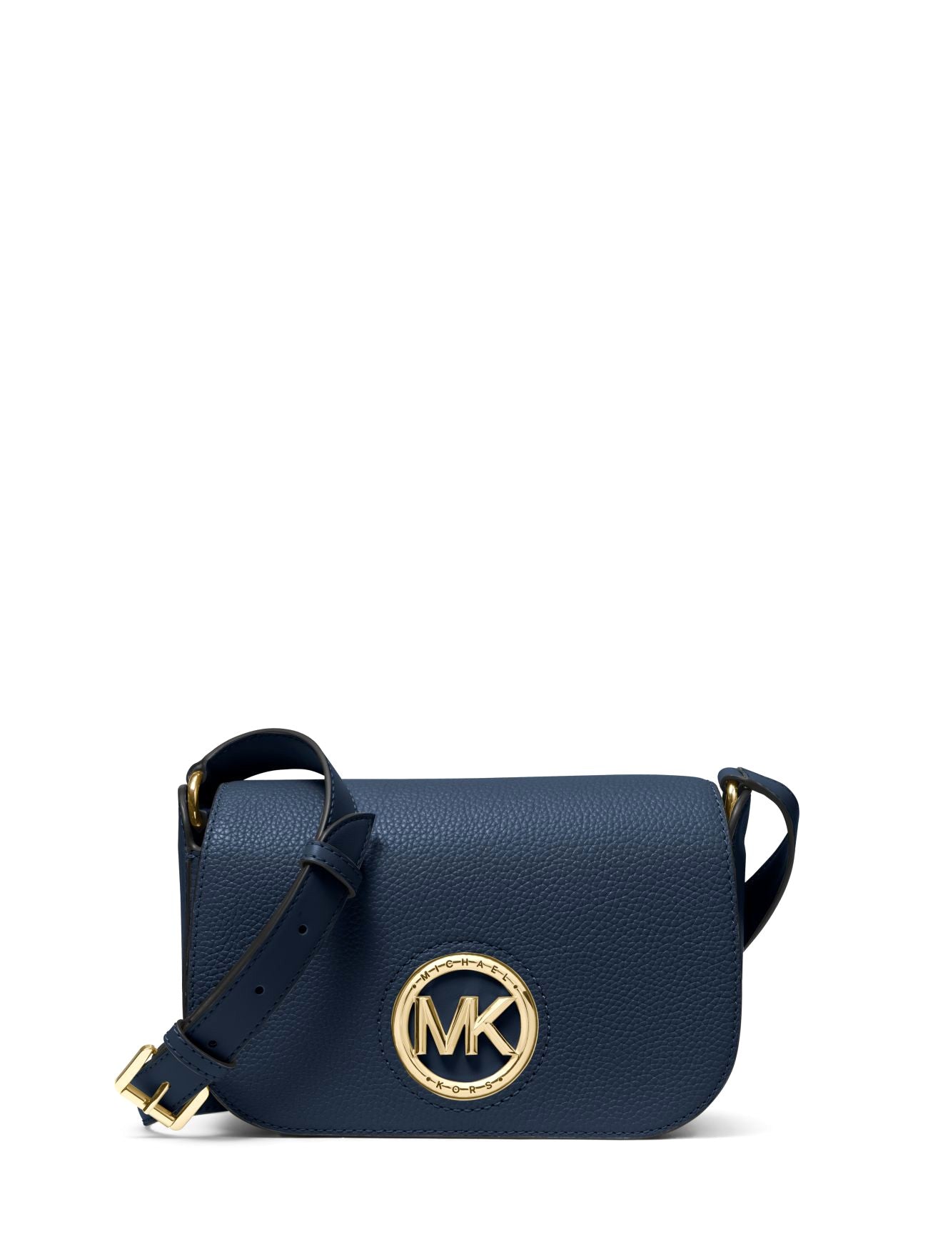 title:Michael Kors Women's Navy Samira Small Pebbled Leather Messenger Bag;color:Navy