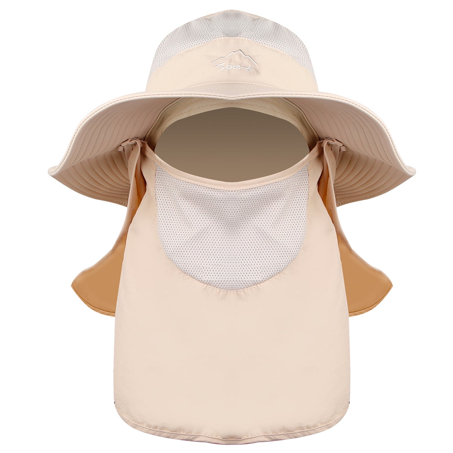 title:Fishing Bucket Hat Wide Brim Breathable Unisex Hat Sunlight-proof Removable Neck Face Fishing Cap For Fishing Hiking Traveling;color:Beige