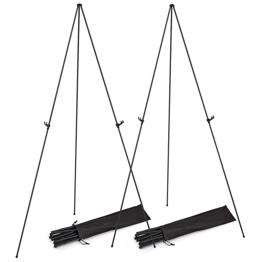 title:2 Pack Easel Stand for Display 61in Collapsible A Frame Tripod Easel Iron Alloy Drawing Stand with 2 Carry Bags for Wedding Poster Art Drawing Meeting;color:Black