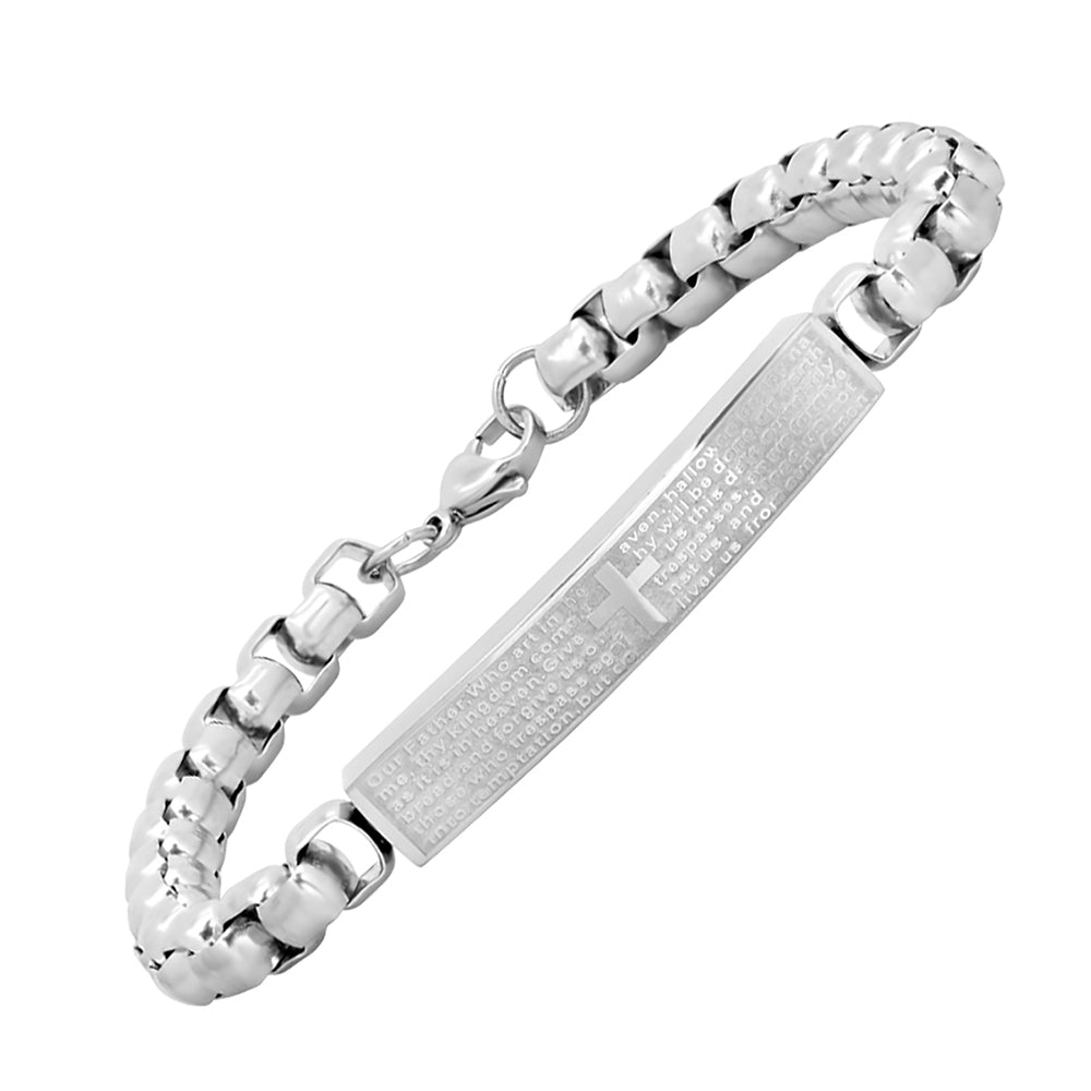 Lords Prayer Box Chain Link ID Bracelet