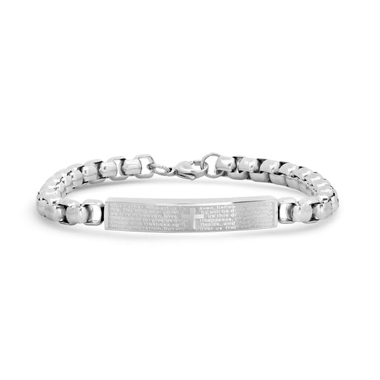 Lords Prayer Box Chain Link ID Bracelet