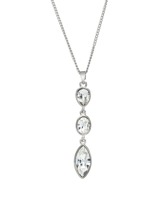 Clear Swarovski Crystal Three Stone Necklace