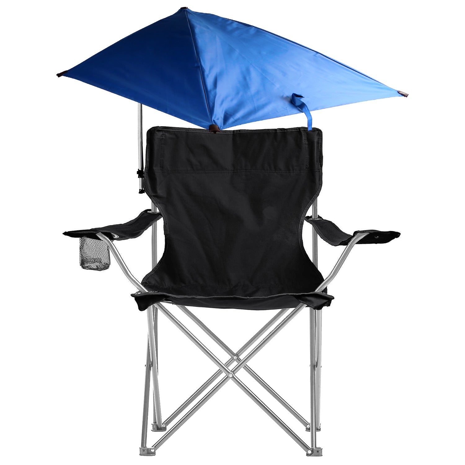 title:Foldable Beach Chair with Detachable Umbrella Armrest Adjustable Canopy Stool with Cup Holder Carry Bag for Camping Poolside Travel Picnic Lawn Chair;color:Black