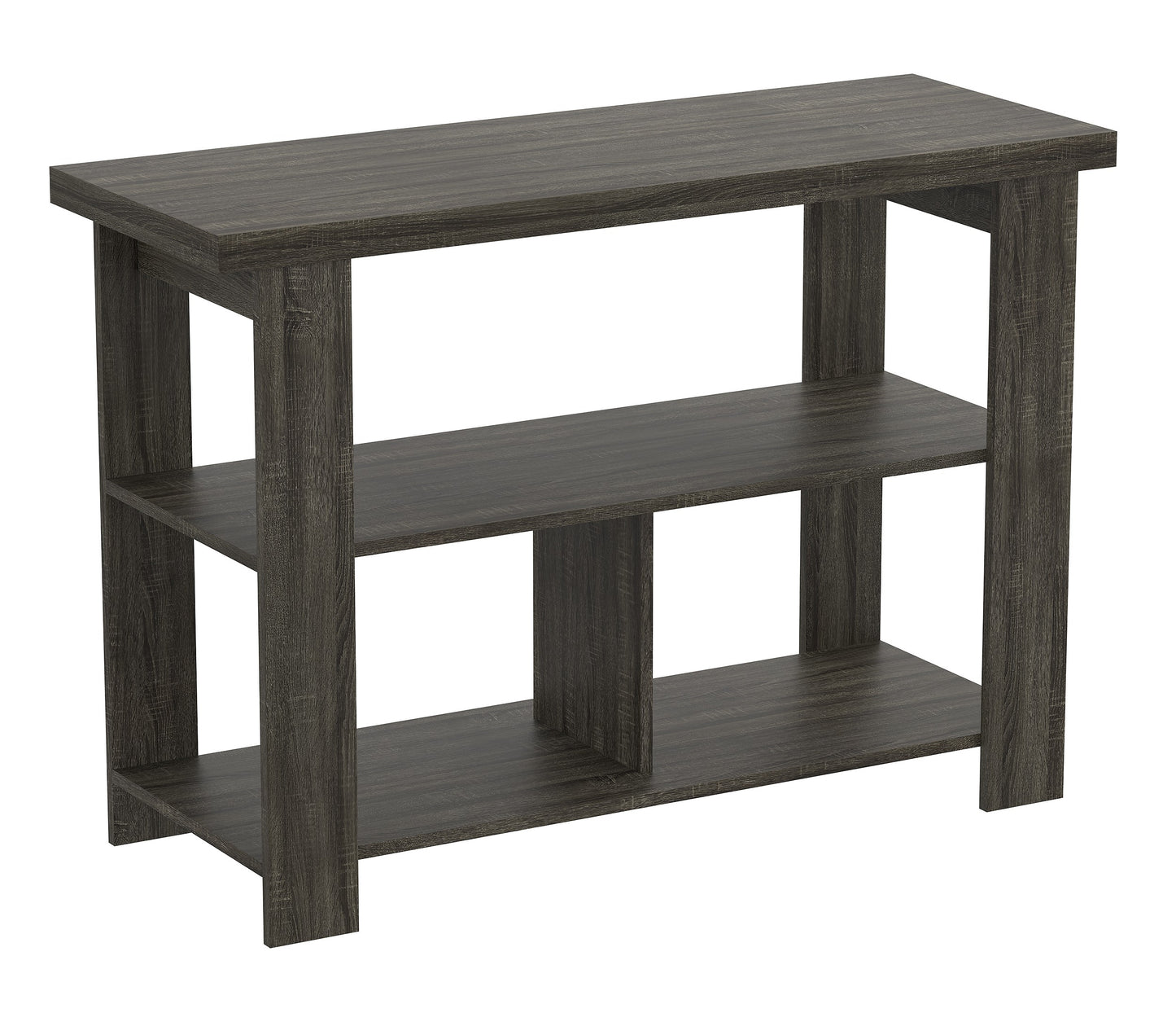 Safdie & Co. Console Table 41.25" Dark Grey 3 Shelves, Entryway or Sofa Table for Living Room