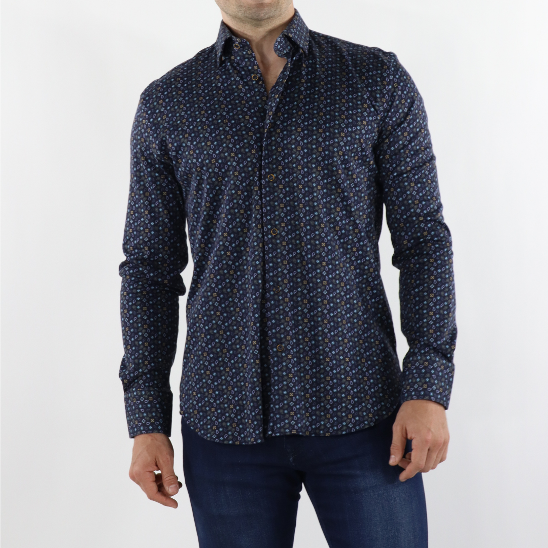 Max Colton James Shirt in Navy Print