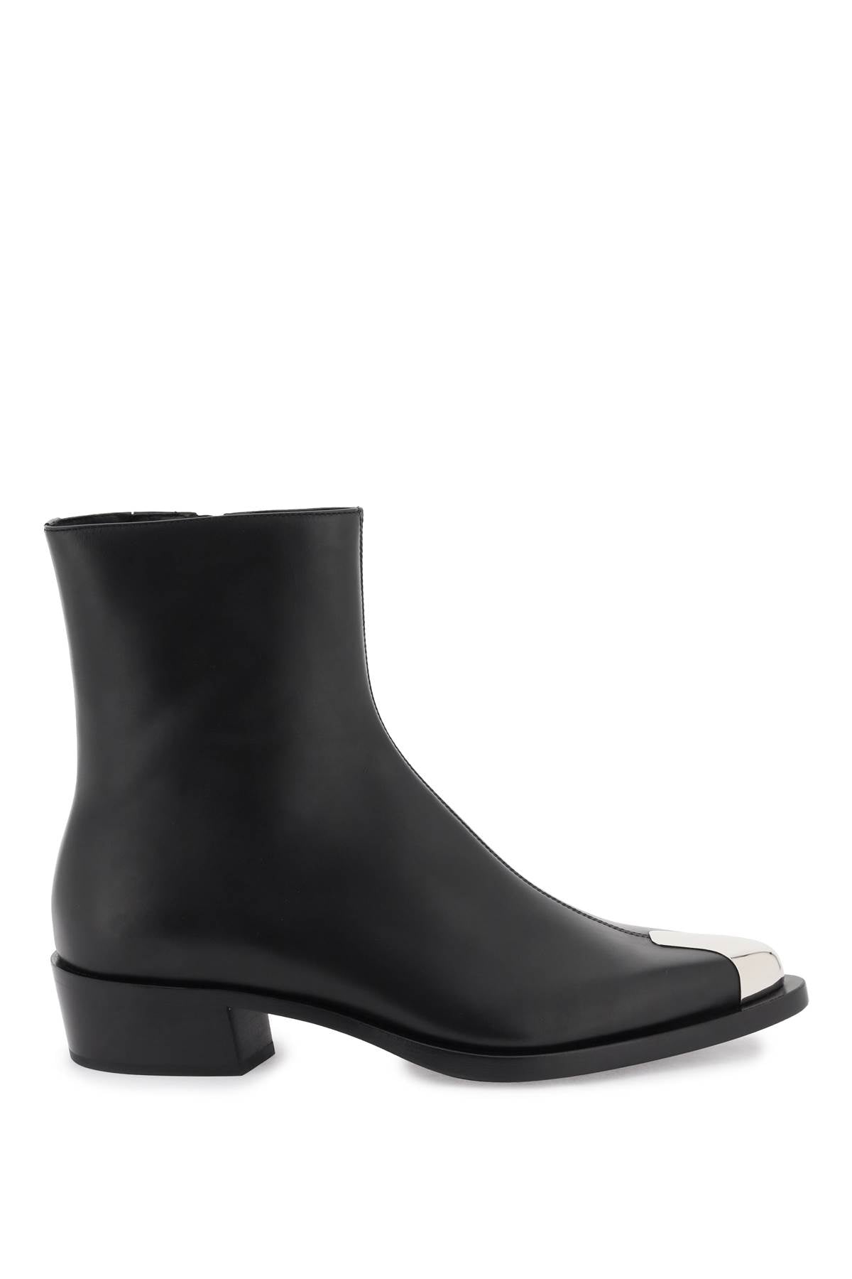 Alexander Mcqueen Leather Punk Ankle Boots